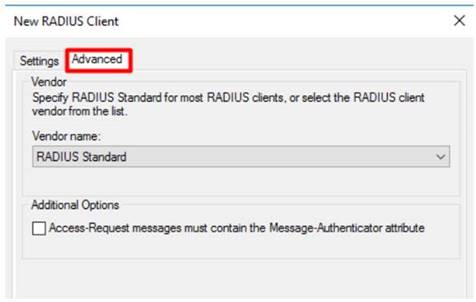 RADIUS 用戶端進階設定的相關影像