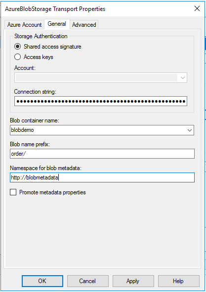 Azure Blob 儲存體接收配接器 BizTalk Server 中的一般屬性