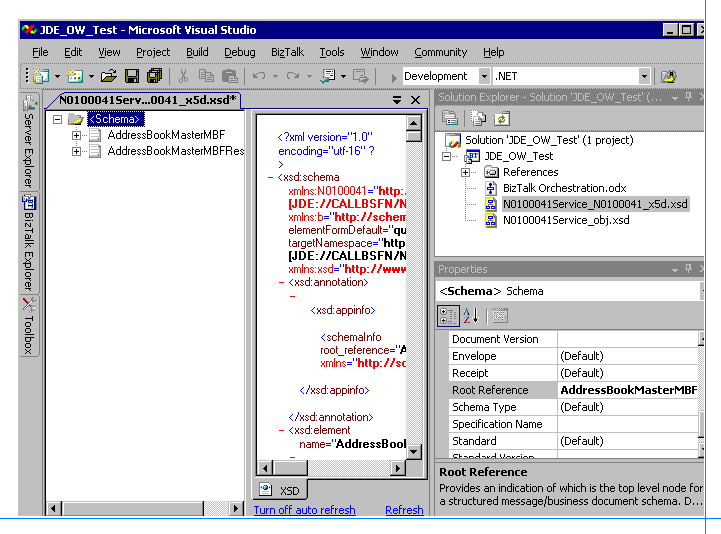 顯示如何將根參考設定為 AddressBookMasterMBF 的圖片。