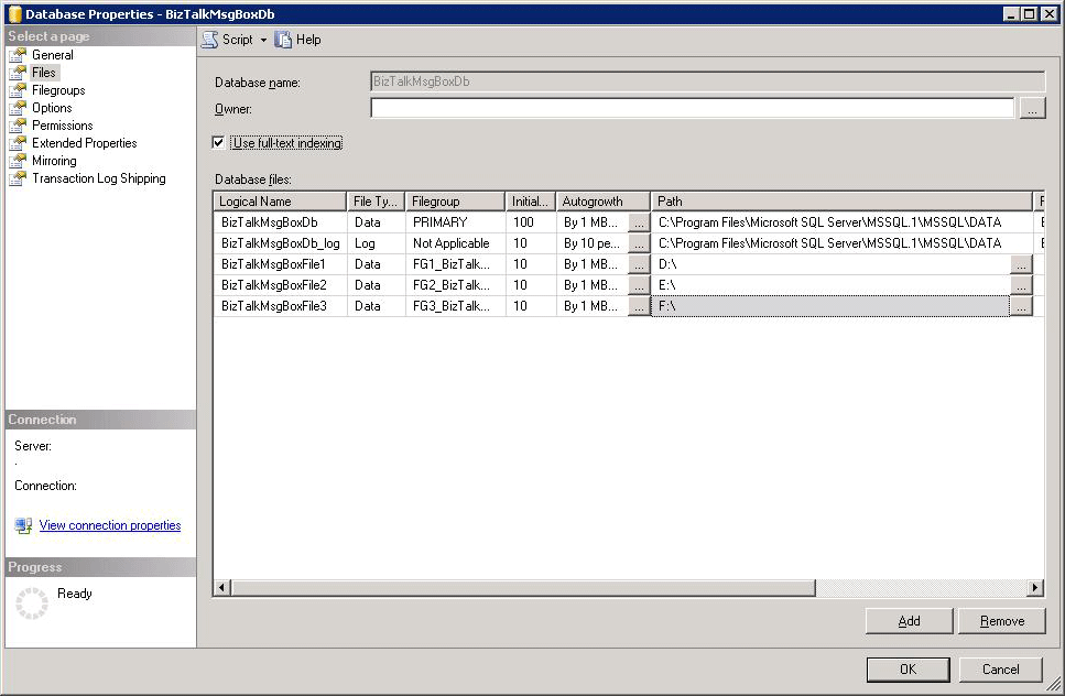 SQL Server 2005，將檔案新增至檔案群組