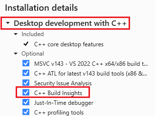 Visual Studio 安裝程式的螢幕擷取畫面，其中已選取 [使用 C++ 進行桌面開發] 工作負載。