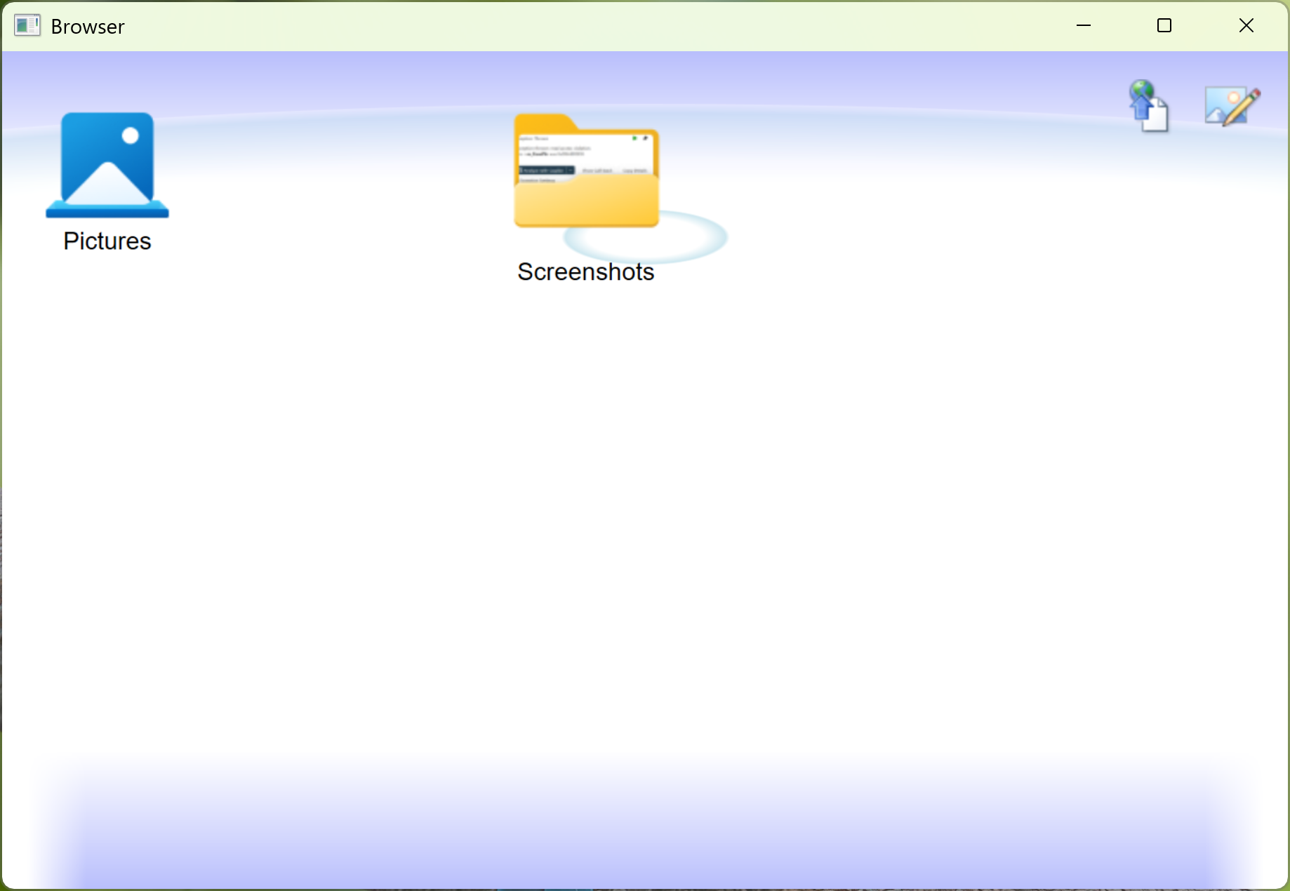 Hilo 主應用程式視窗的截圖，顯示使用者的 Pictures 資料夾內容。
