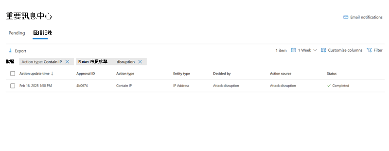 請在行動中心查看所包含的 IP 位址。