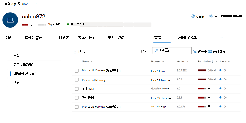裝置頁面瀏覽器擴充功能的截圖