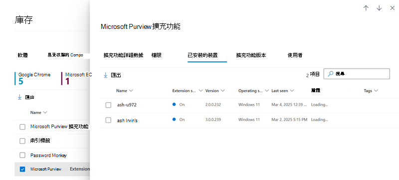 瀏覽器擴充功能裝置分頁的截圖