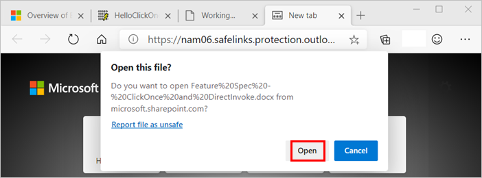 提示從請求支援的頁面開啟檔案