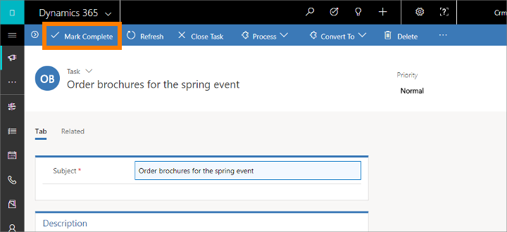 將活動標記為完成 將活動標示為完成。