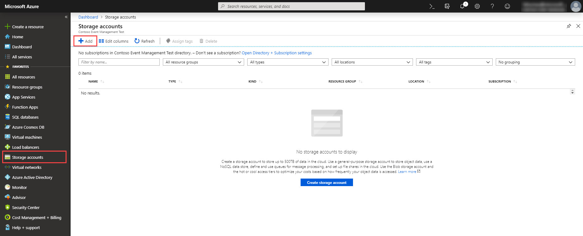 Storage accounts Storage accounts.
