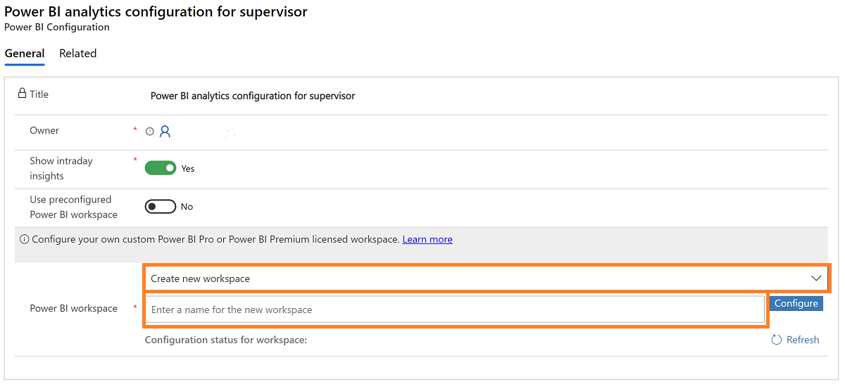 建立新的 Power BI 工作區。