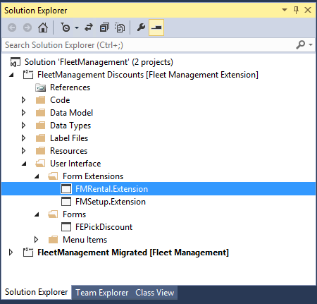 Solution explorer.