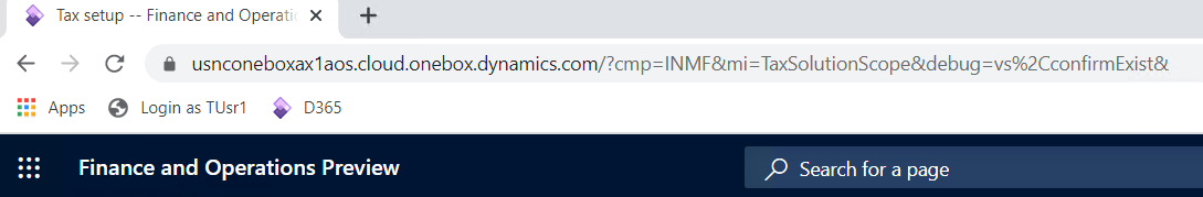 Dynamics 365 Finance AOS URL.