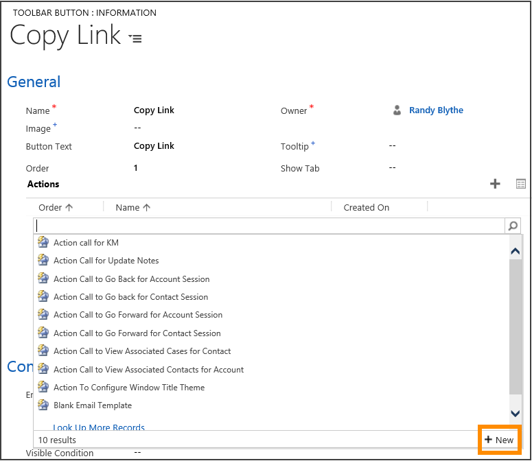 Create a new action call for the toolbar button Create a new action call for the toolbar button.