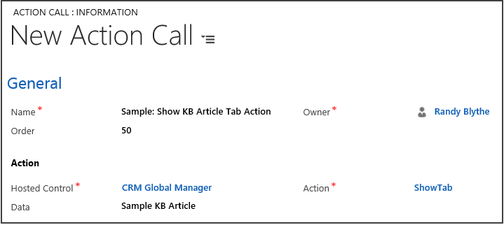 Action call to display the KB article in a tab Action call to display the KB article in a tab.