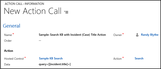 Create an action call Create an action call.