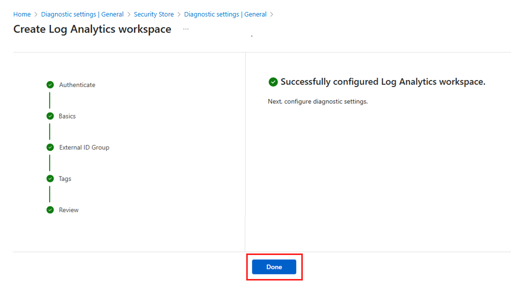 顯示設定完成訊息的螢幕擷取畫面。