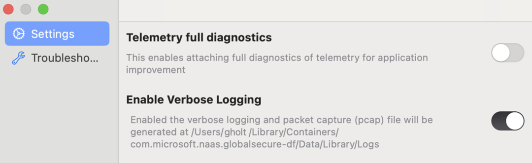 macOS 設定標籤的截圖。