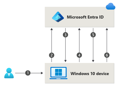概述使用者使用 Windows Hello 企業版 登入相關步驟的圖表