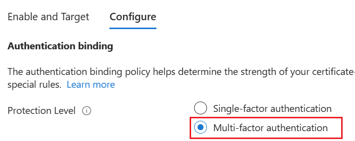 Screenshot of how to change the default policy to MFA.