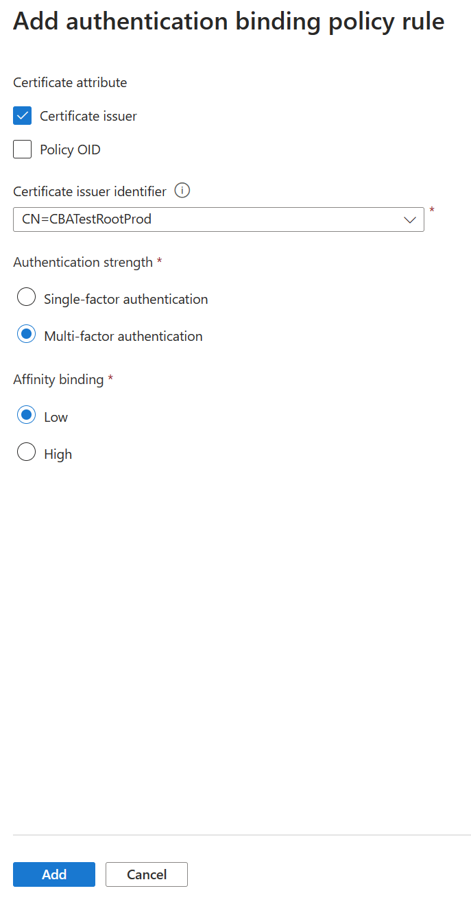 Screenshot of multifactor authentication policy.