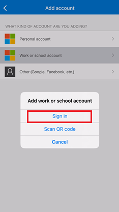 使用適用於 iOS 裝置的 Microsoft Authenticator 點選 [登入] 選項的螢幕擷取畫面。