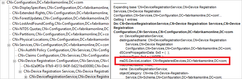 疑難排解，msDS-DeviceLocation