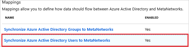 Meta Networks Connector 使用者對應
