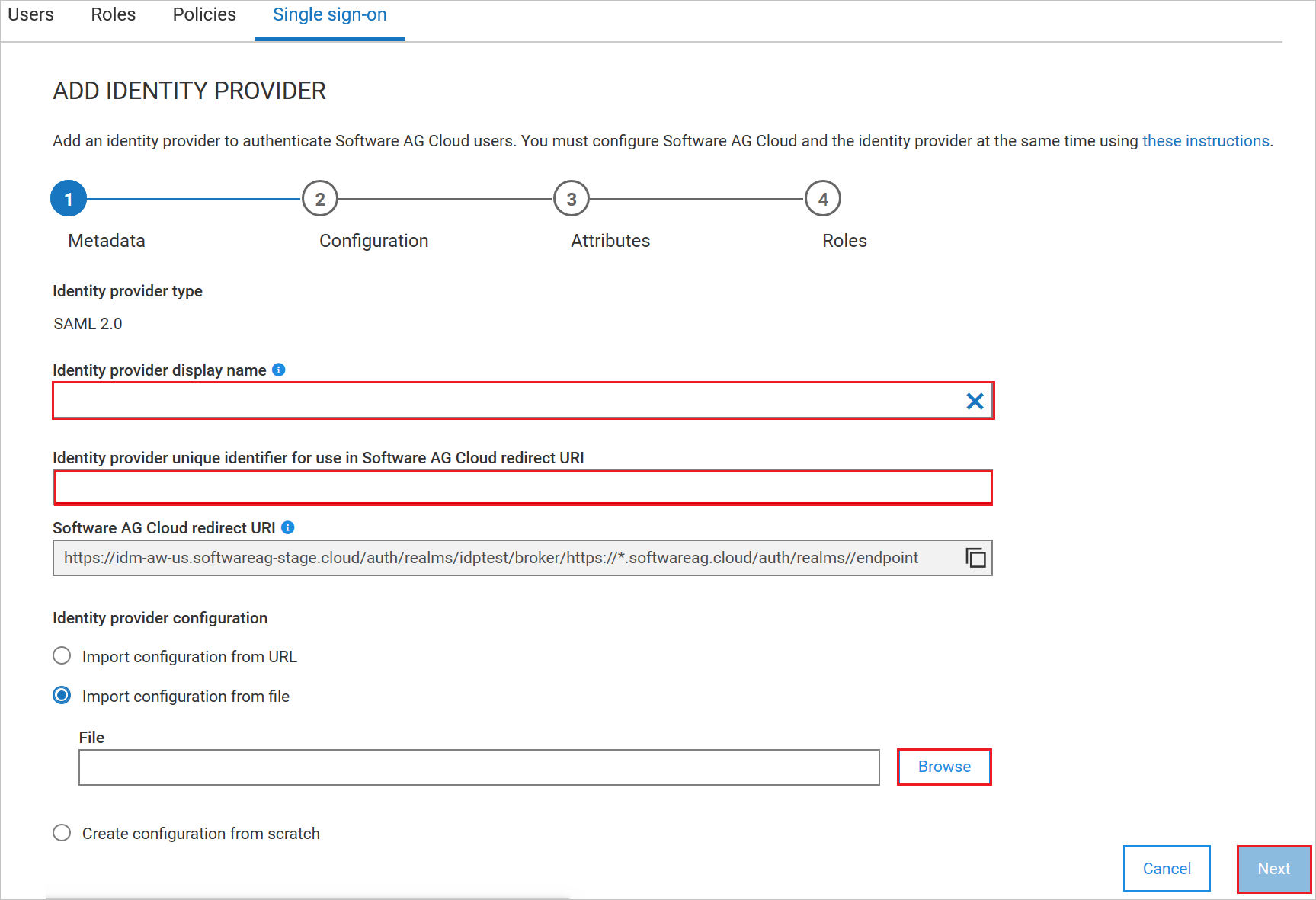 配置 Software AG Cloud，請遵循步驟