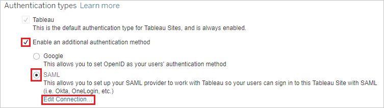 顯示 [驗證類型] 區段的螢幕快照，您可以在其中選取這些值。
