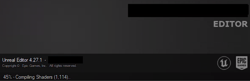 Screenshot showing Unreal Editor is compiling shaders while loading project