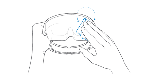 Image that shows how to clean the visor.
