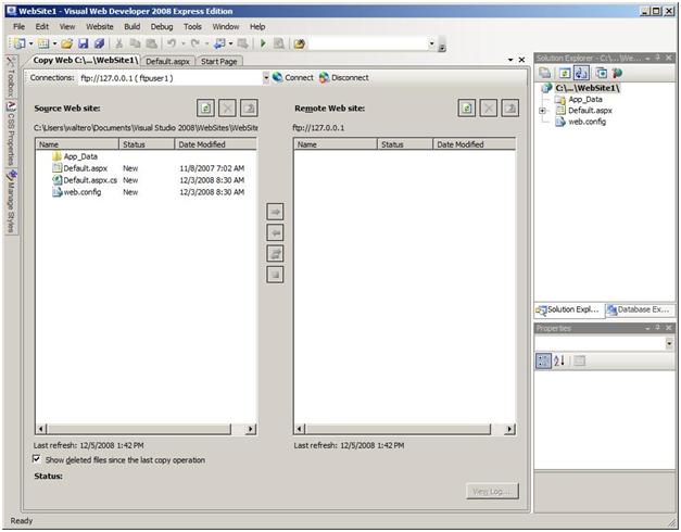 開啟 F T P 網站之後,空白遠端網站窗格的螢幕快照。