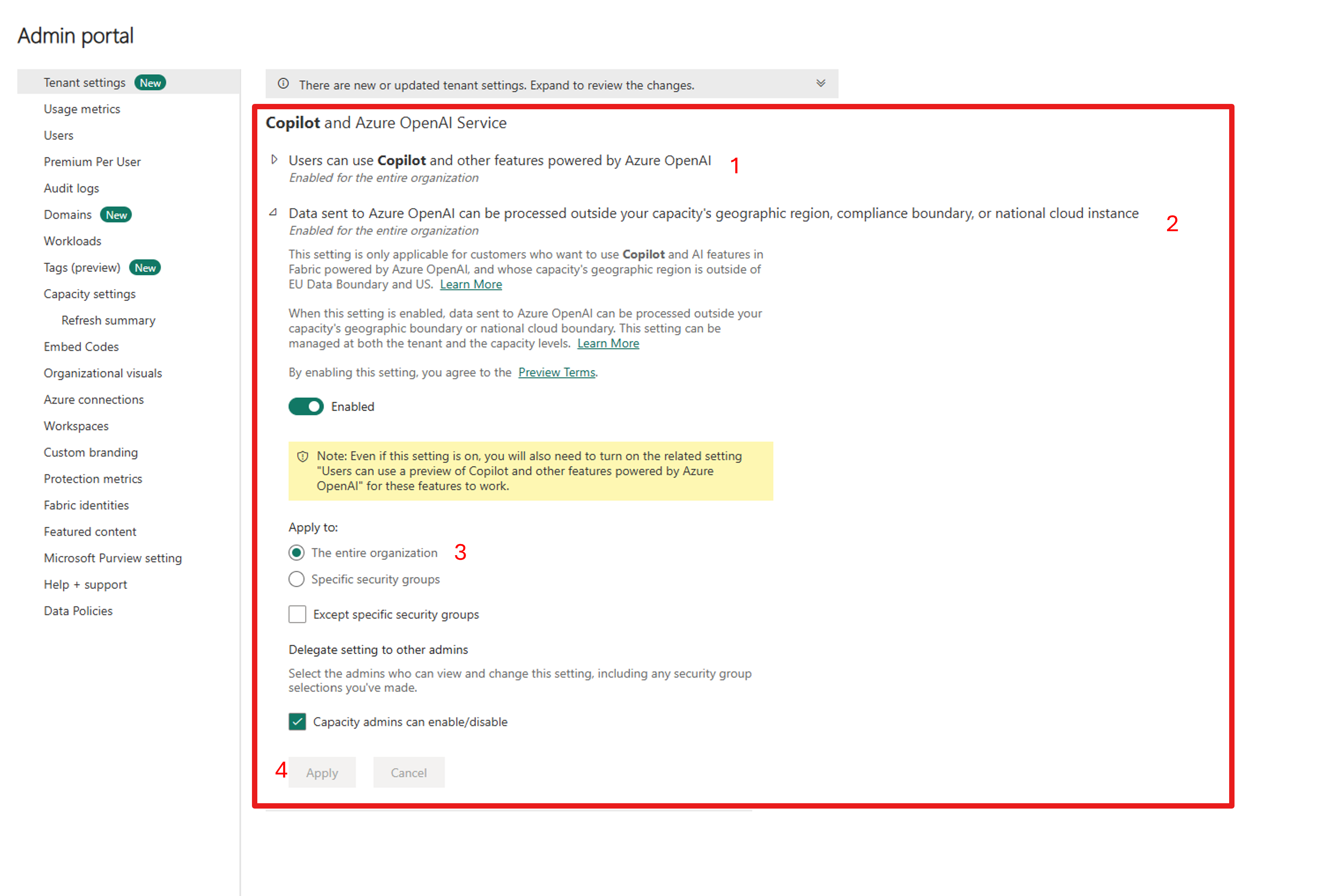 顯示如何啟用 Azure OpenAI 服務的螢幕截圖。