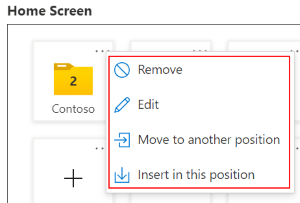 顯示如何將您的應用程式和資料夾移至在 Microsoft Intune 中以多應用程式模式執行的 Android 企業版專用裝置上的不同位置的螢幕擷取畫面。
