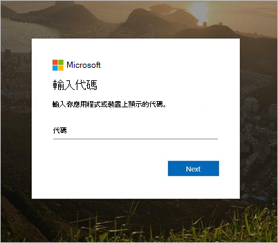 公司入口網站網站「輸入代碼」提示截圖。
