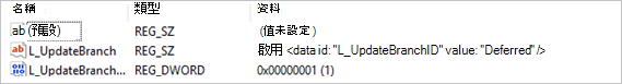 Microsoft Office 的系統管理範本L_Updatebranch登錄機碼範例