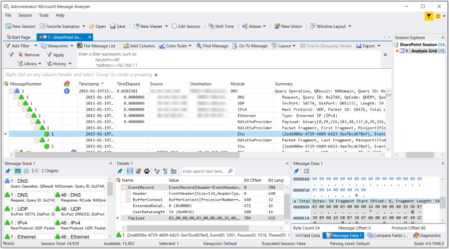 Message Analyzer Analysis Grid ETW event