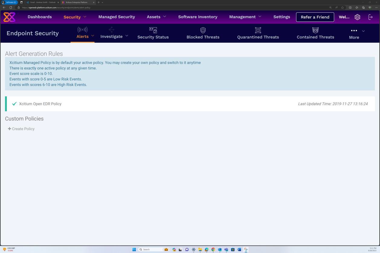 端點安全警示與警示產生規則