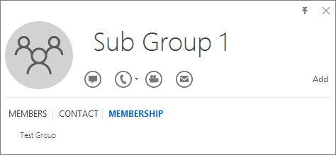 Outlook 連絡人卡片的成員資格索引標籤。