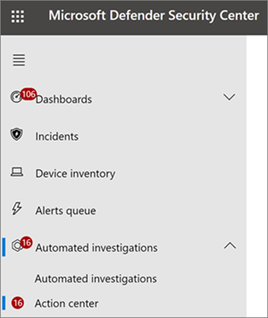 Microsoft Defender 入口網站中控制中心的舊版瀏覽窗格