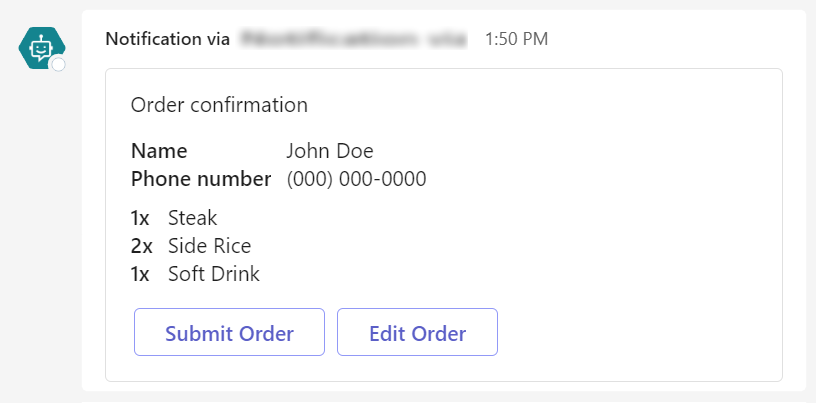 包含使用者動作的調適型卡片的螢幕擷取畫面。