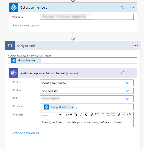 傳送到安全性群組選項。