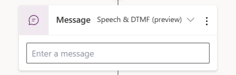 訊息節點上語音和 DTMF 選項位置的螢幕截圖。