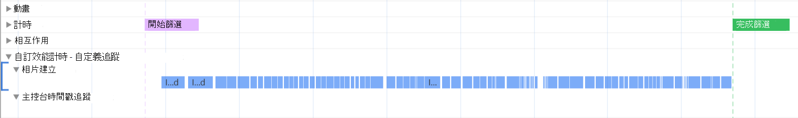 開始篩選標記和完成篩選標記