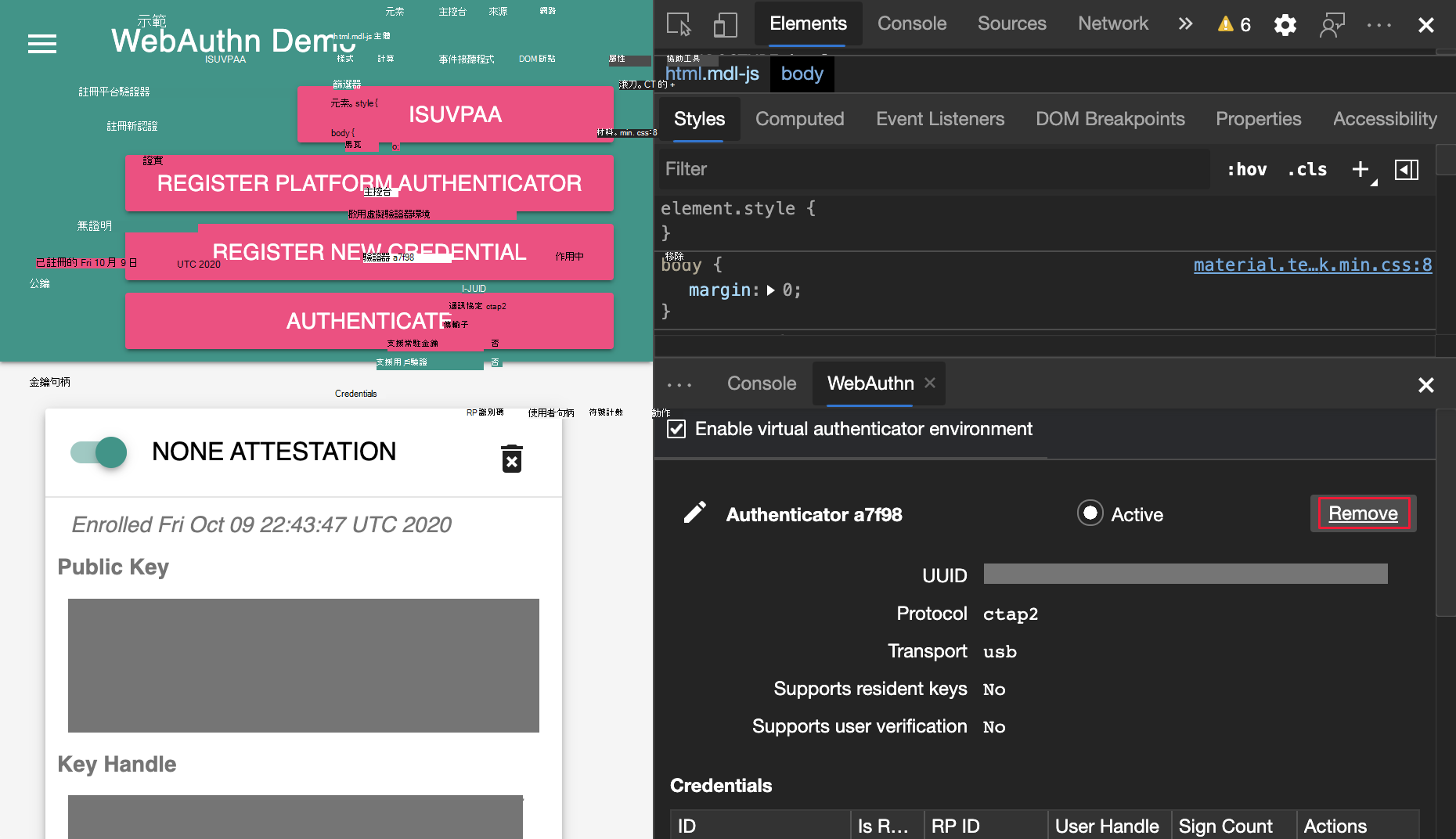 Removing an authenticator