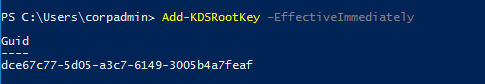 正在執行的 powershell 命令 Add-KDSRootKey 螢幕快照