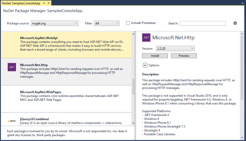 新的 NuGet UI