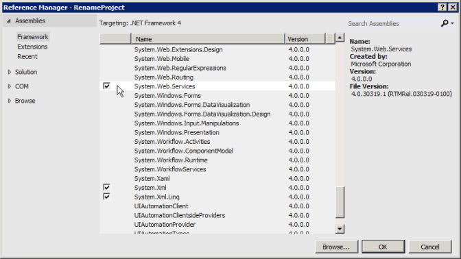 在 Visual Studio 中新增參考在