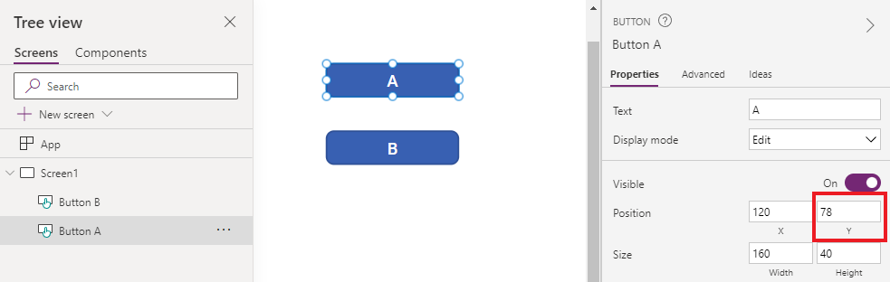 兩個具有相同 TabIndex 的按鈕，垂直堆疊。