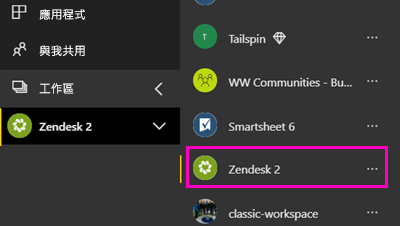 Zendesk workspace in the nav pane