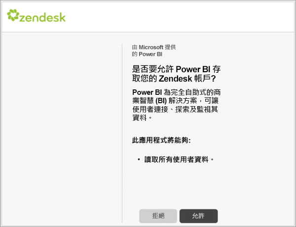 Screenshot of Zendesk allow access dialog.